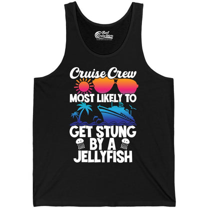 Cruise Crew Shirt - Funny Jellyfish Vacation Group Tee for Trips (Tank Top) in Black - Cruise Crew Shirt - Funny Jellyfish Sunglasses Tropical Vacation Tee