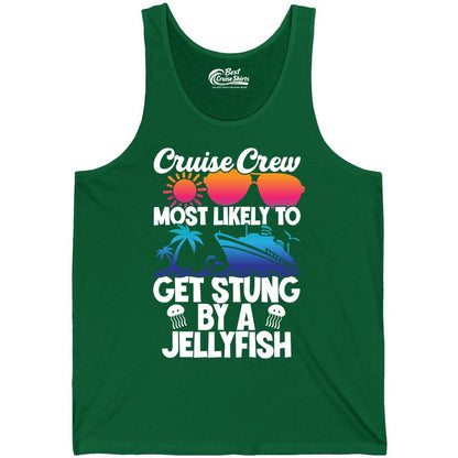 Cruise Crew Shirt - Funny Jellyfish Vacation Group Tee for Trips (Tank Top) in Kelly - Cruise Crew Shirt - Funny Jellyfish Sunglasses Tropical Vacation Tee