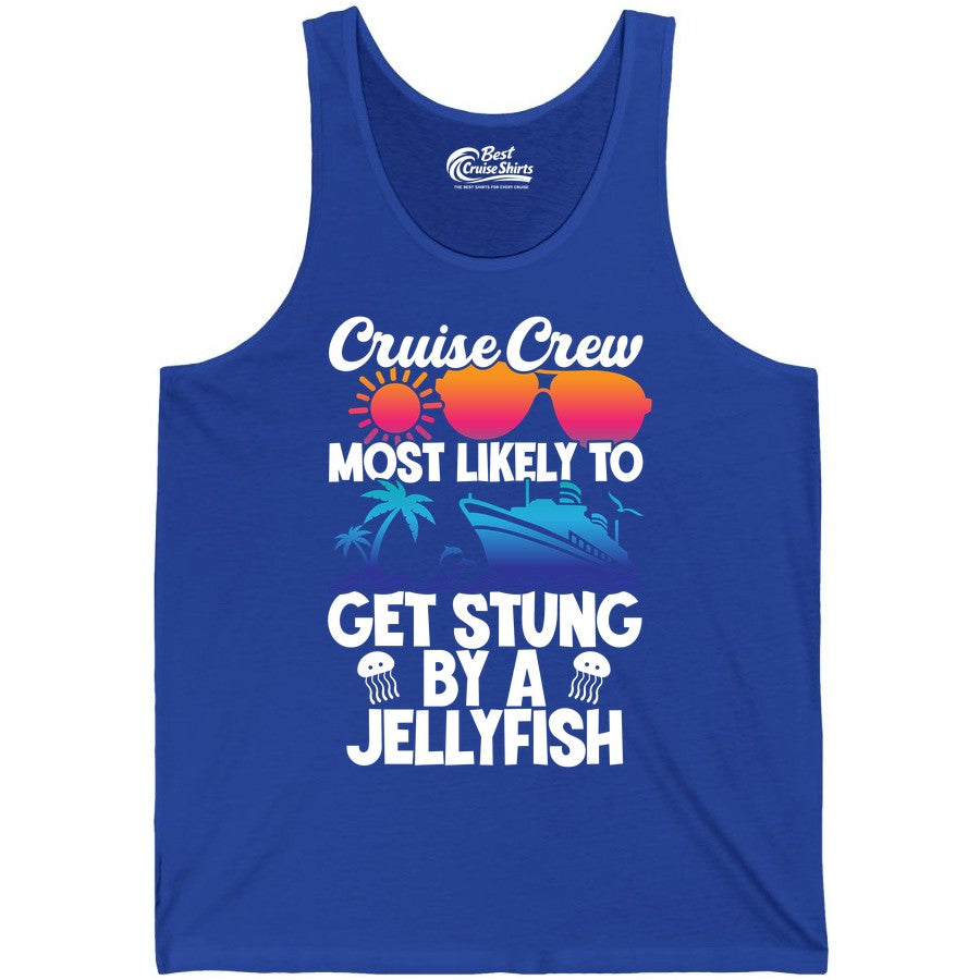 Cruise Crew Shirt - Funny Jellyfish Vacation Group Tee for Trips (Tank Top) in True Royal - Cruise Crew Shirt - Funny Jellyfish Sunglasses Tropical Vacation Tee