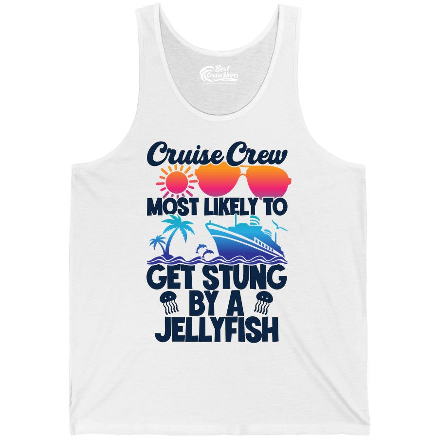 Cruise Crew Shirt - Funny Jellyfish Vacation Group Tee for Trips (Tank Top) in White - Cruise Crew Shirt - Funny Jellyfish Sunglasses Tropical Vacation Tee