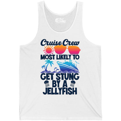 Cruise Crew Shirt - Funny Jellyfish Vacation Group Tee for Trips (Tank Top) in White - Cruise Crew Shirt - Funny Jellyfish Sunglasses Tropical Vacation Tee