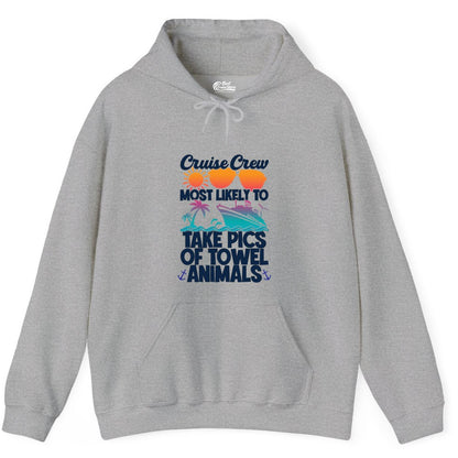 Cruise Crew Shirt - Funny Cruise Vacation Apparel for Family Trips (Hoodie) in Sport Grey - Cruise Crew Towel Animal Photo Squad Tropical Sunset Shirt