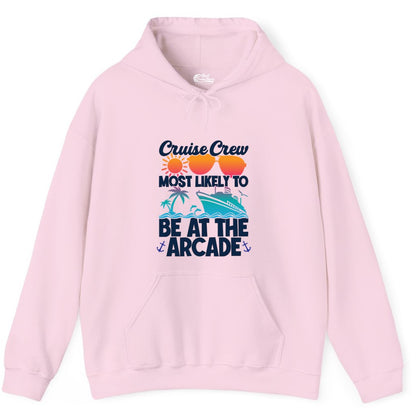 Cruise Crew Shirt - Funny Arcade Lover Vacation Group Tee (Hoodie) in Light Pink - Cruise Crew Most Likely To Be At The Arcade Shirt Tropical Fun