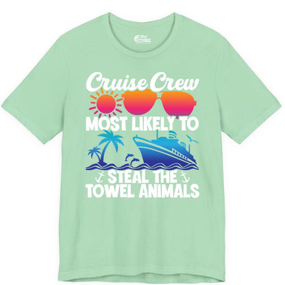 Cruise Crew Shirt - Funny Towel Animal Cruise Group Apparel (Premium Tee) in Mint - Cruise Crew Most Likely to Steal the Towel Animals Shirt