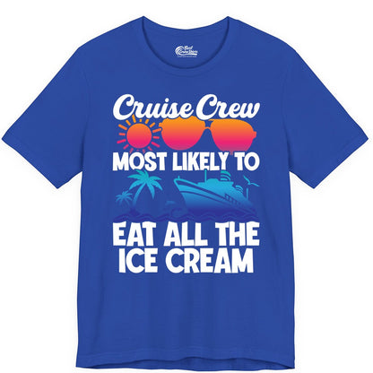 Cruise Crew Shirt - Funny Vacation Group Tee for Ice Cream Lovers (Premium Tee) in True Royal - Cruise Crew Shirt - Most Likely To Eat All The Ice Cream Tropical Tee