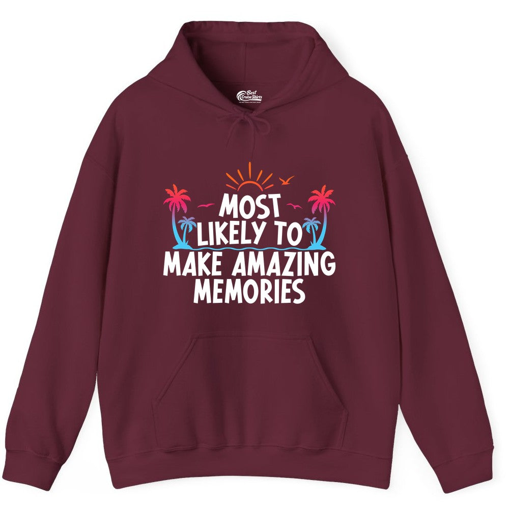 Most Likely To Make Amazing Memories Tropical Beach Trip Shirt Hoodie - View 4 - Best Cruise Shirts