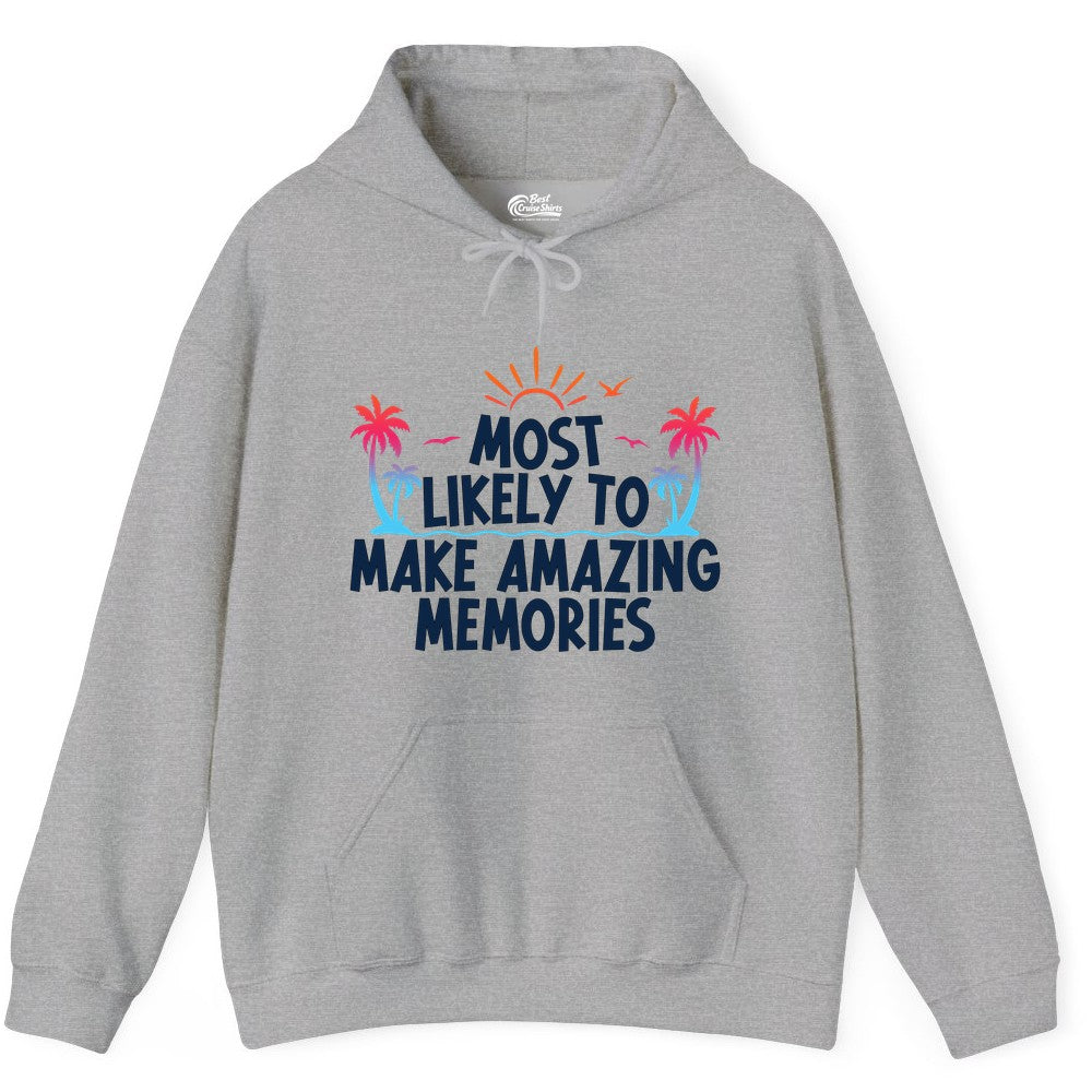 Most Likely To Make Amazing Memories Tropical Beach Trip Shirt Hoodie - View 8 - Best Cruise Shirts