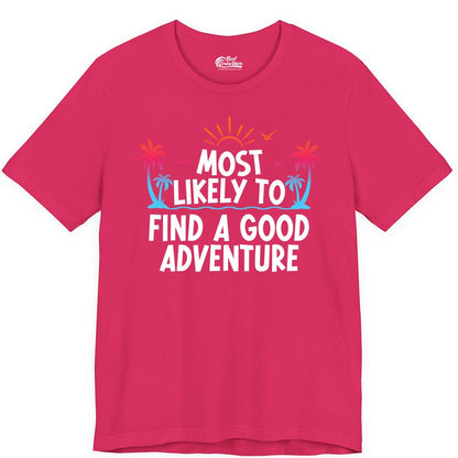 Tropical Adventure Shirt - Sunset Palm Tree Vacation T-Shirt (Premium Tee) in Fuchsia - Tropical Adventure Shirt - Sunset Palm Trees Bold Motivational Design