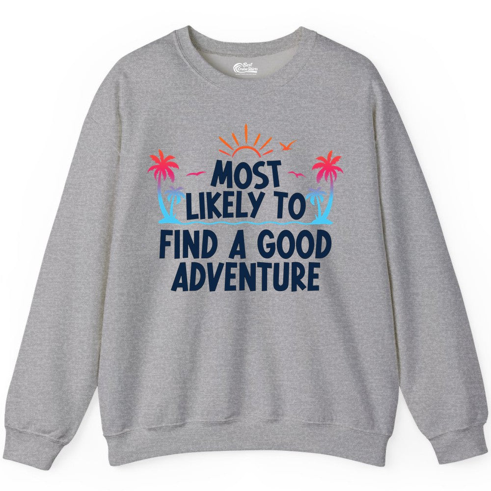 Tropical Adventure Shirt - Sunset Palm Trees Bold Motivational Design Sweatshirt - View 8 - Best Cruise Shirts
