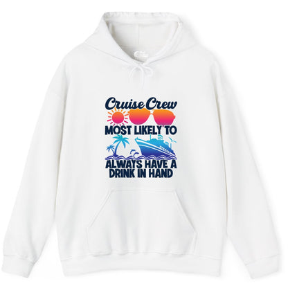Cruise Crew Shirt - Funny Drinking Cruise Tee for Vacation Parties (Hoodie) in White - Cruise Crew Funny Drinking Tropical Sunset Ombre Party Shirt