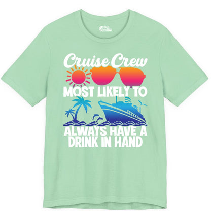 Cruise Crew Shirt - Funny Drinking Cruise Tee for Vacation Parties (Premium Tee) in Mint - Cruise Crew Funny Drinking Tropical Sunset Ombre Party Shirt