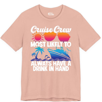 Cruise Crew Shirt - Funny Drinking Cruise Tee for Vacation Parties (Premium Tee) in Peach - Cruise Crew Funny Drinking Tropical Sunset Ombre Party Shirt