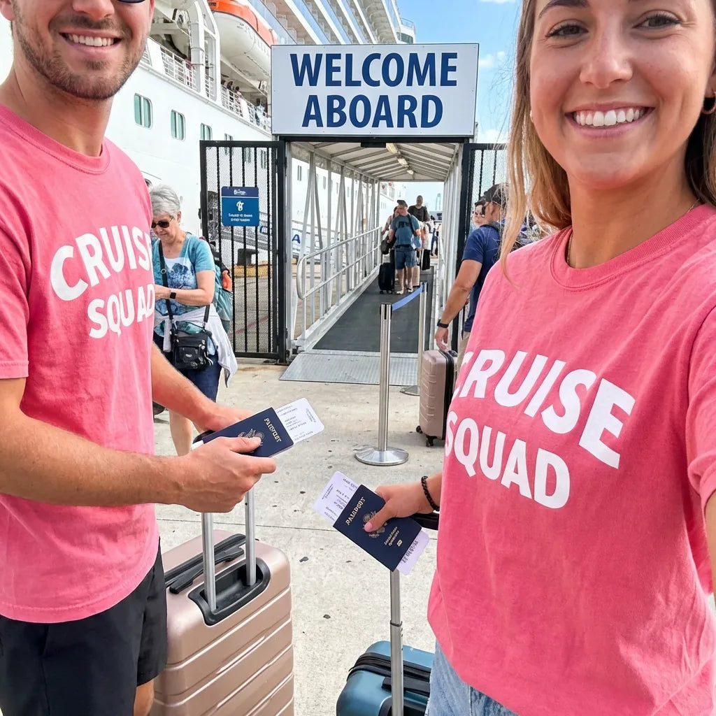 Lifestyle View — Cruise Squad Shirt - Bold Matching Group Cruise Vacation Tee — T-Shirt