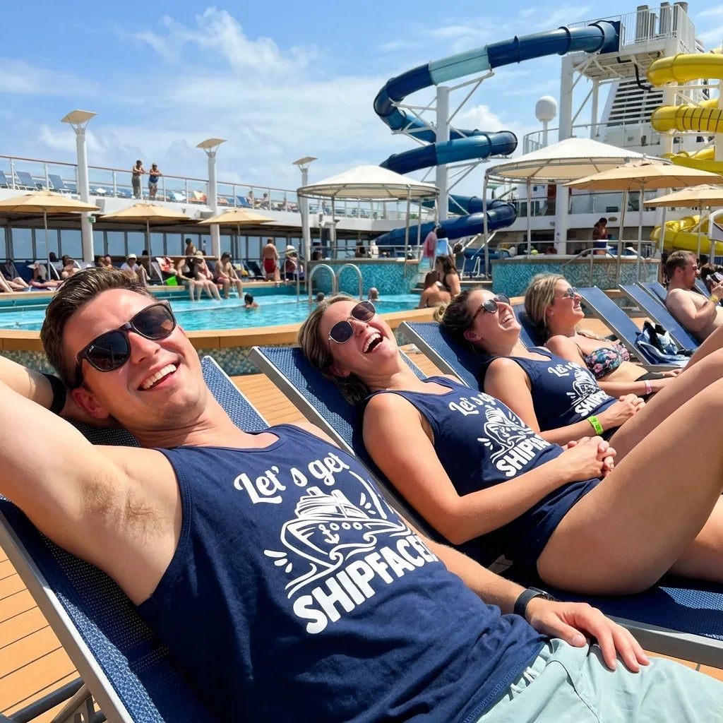 Lifestyle View — Let's Get Shipfaced Shirt - Funny Cruise Drinking Nautical Party Tee — Tank Top