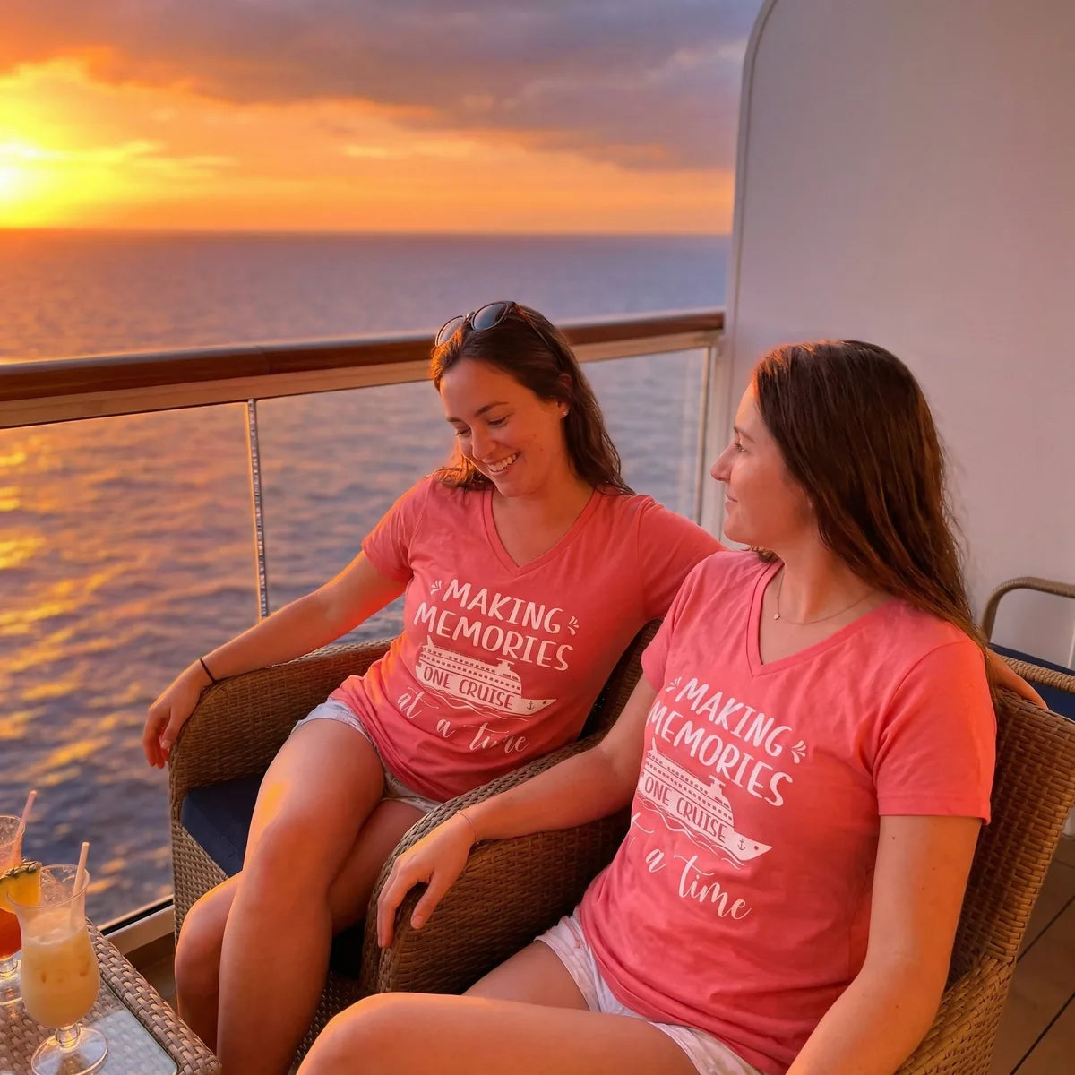 Lifestyle View — Making Memories One Cruise at a Time Nautical Family Cruise Shirt — V-Neck