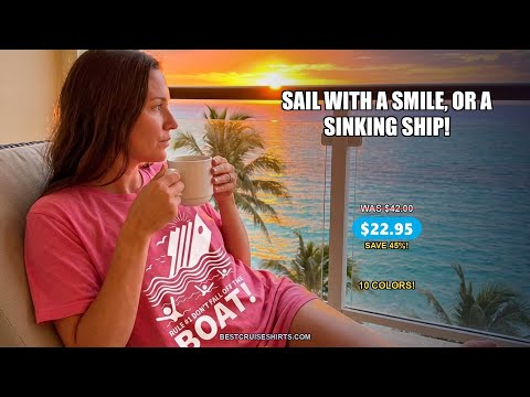 Funny Cruise Ship Safety Warning Sinking Boat Cartoon Shirt — T-Shirt - Video Demo