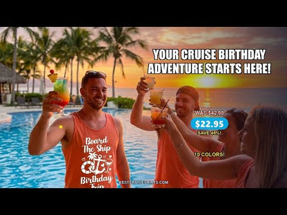 Board the Ship Cruise Birthday Shirt With Nautical Party Icons — T-Shirt - Video Demo