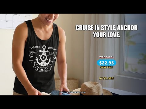 Peace Love Cruise Shirt - Nautical Anchor and Wheel Line Art Design — T-Shirt - Video Demo