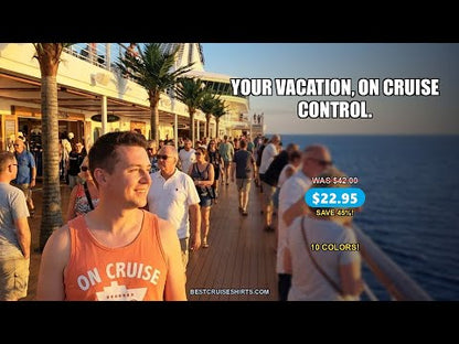 On Cruise Control Shirt - Playful Cruise Ship Bold Typography Design — T-Shirt - Video Demo