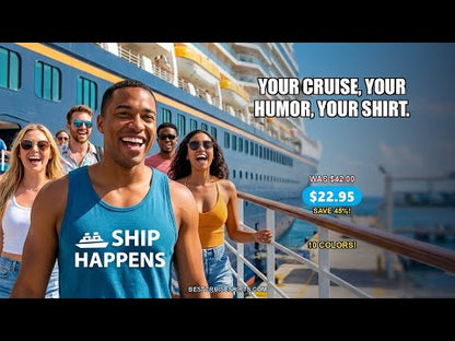 Ship Happens Funny Cruise Shirt With Bold Graphic Ship Pun Design — T-Shirt - Video Demo