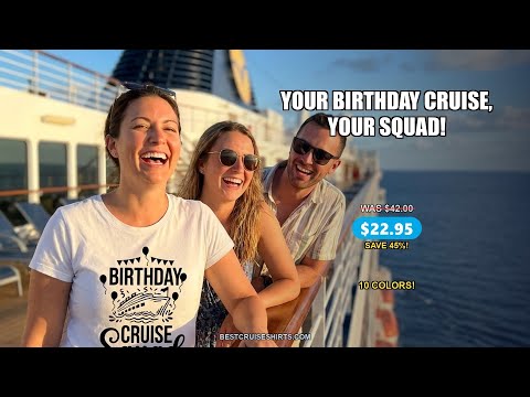 Birthday Cruise Squad Shirt - Fun Balloons and Banner Group Design — T-Shirt - Video Demo