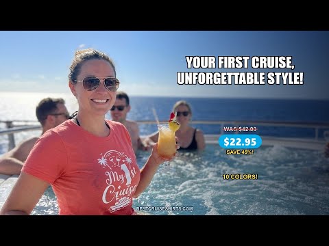 My First Cruise Shirt - Palm Trees Wine Glasses Tropical Party Design — T-Shirt - Video Demo