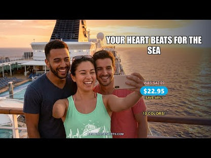 Cruise Heartbeat Shirt - Nautical Cruise Ship Outline With Seagulls Design — T-Shirt - Video Demo