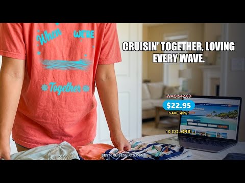Cruisin Together Romantic Nautical Cruise Couple Shirt Blue and White — T-Shirt - Video Demo