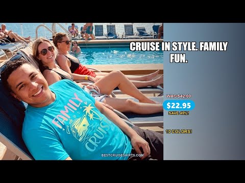 Family Cruise Shirt - Tropical Beach and Cruise Ship Pastel Design — T-Shirt - Video Demo