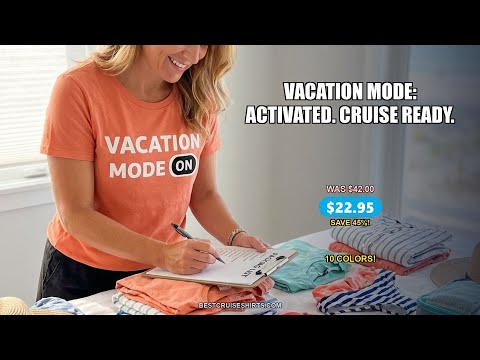Vacation Mode On Minimalist Switch Graphic Funny Travel Shirt — T-Shirt - Video Demo