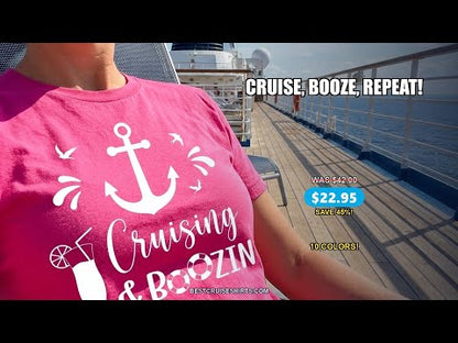 Cruising and Boozin Nautical Party Shirt with Anchor and Cocktail Art — T-Shirt - Video Demo