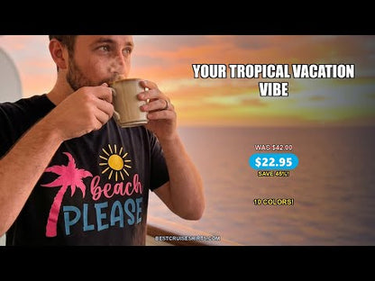 Beach Please Shirt - Tropical Palm Tree and Sun Funny Summer Tee — T-Shirt - Video Demo