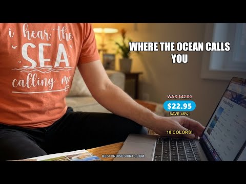Sea Calling Nautical Beach Quote Shirt With Waves And Birds Art — T-Shirt - Video Demo