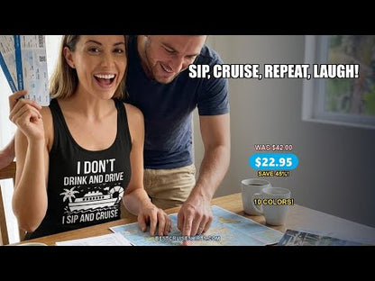 I Sip And Cruise Funny Drinking Shirt With Cruise Ship And Tropics — T-Shirt - Video Demo