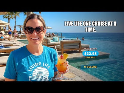 Living Life One Cruise at a Time Ocean Sunset Waves Graphic Shirt — T-Shirt - Video Demo
