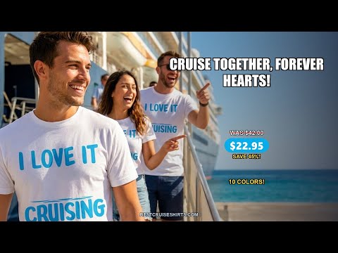 Romantic Cruise Ship Playful Hearts Cruising Together Shirt Design — T-Shirt - Video Demo