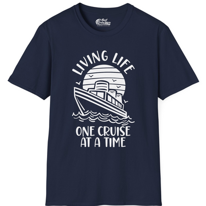 Living Life One Cruise at a Time Ocean Sunset Waves Graphic Shirt — T-Shirt T-Shirt – Best Cruise Shirts