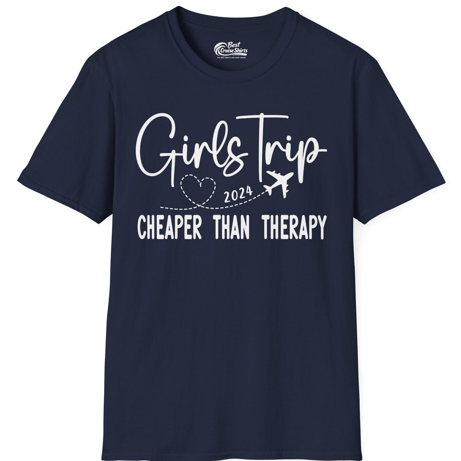 Girls Trip 2024 Cheaper Than Therapy Airplane Heart Travel Shirt — T-Shirt T-Shirt – Best Cruise Shirts