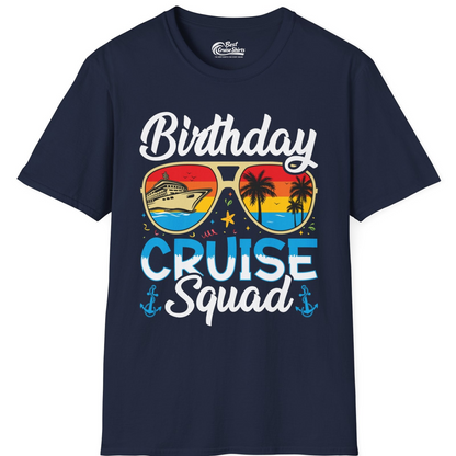 Birthday Cruise Squad Retro Sunglasses Tropical Group Shirt — T-Shirt T-Shirt – Best Cruise Shirts