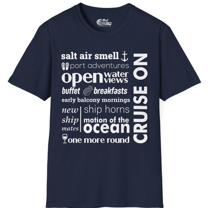 Cruise On Typography Collage Bold Nautical Ship Life Shirt — T-Shirt T-Shirt – Best Cruise Shirts