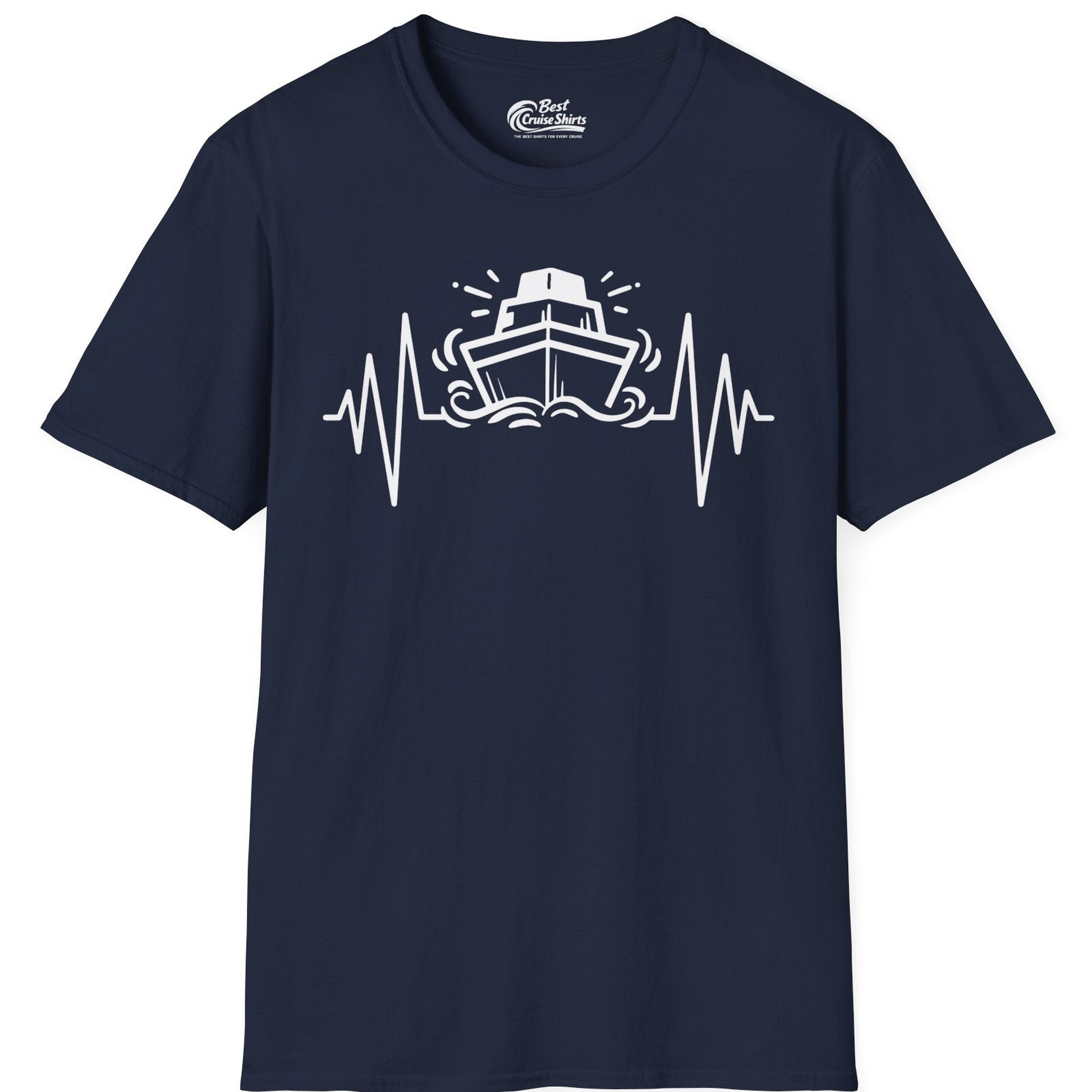 Cruise Ship Heartbeat Line Minimalist Nautical Shirt for Enthusiasts — T-Shirt T-Shirt – Best Cruise Shirts