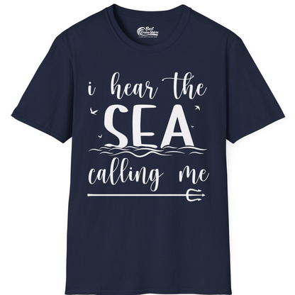 Sea Calling Nautical Beach Quote Shirt With Waves And Birds Art — T-Shirt T-Shirt – Best Cruise Shirts
