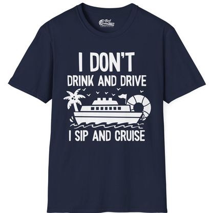 I Sip And Cruise Funny Drinking Shirt With Cruise Ship And Tropics — T-Shirt T-Shirt – Best Cruise Shirts
