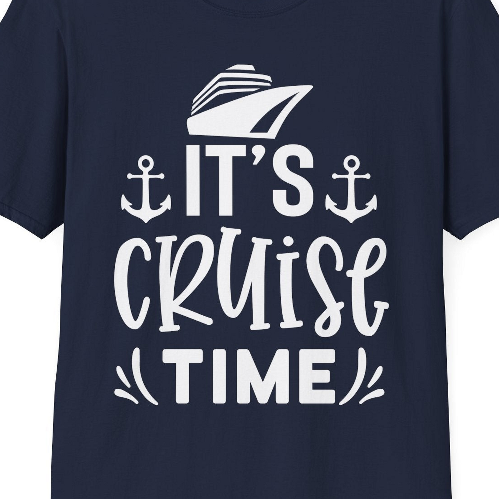 It’s Cruise Time Nautical Shirt With Anchors and Cruise Ship Graphic — T-Shirt T-Shirt – Best Cruise Shirts Close Up