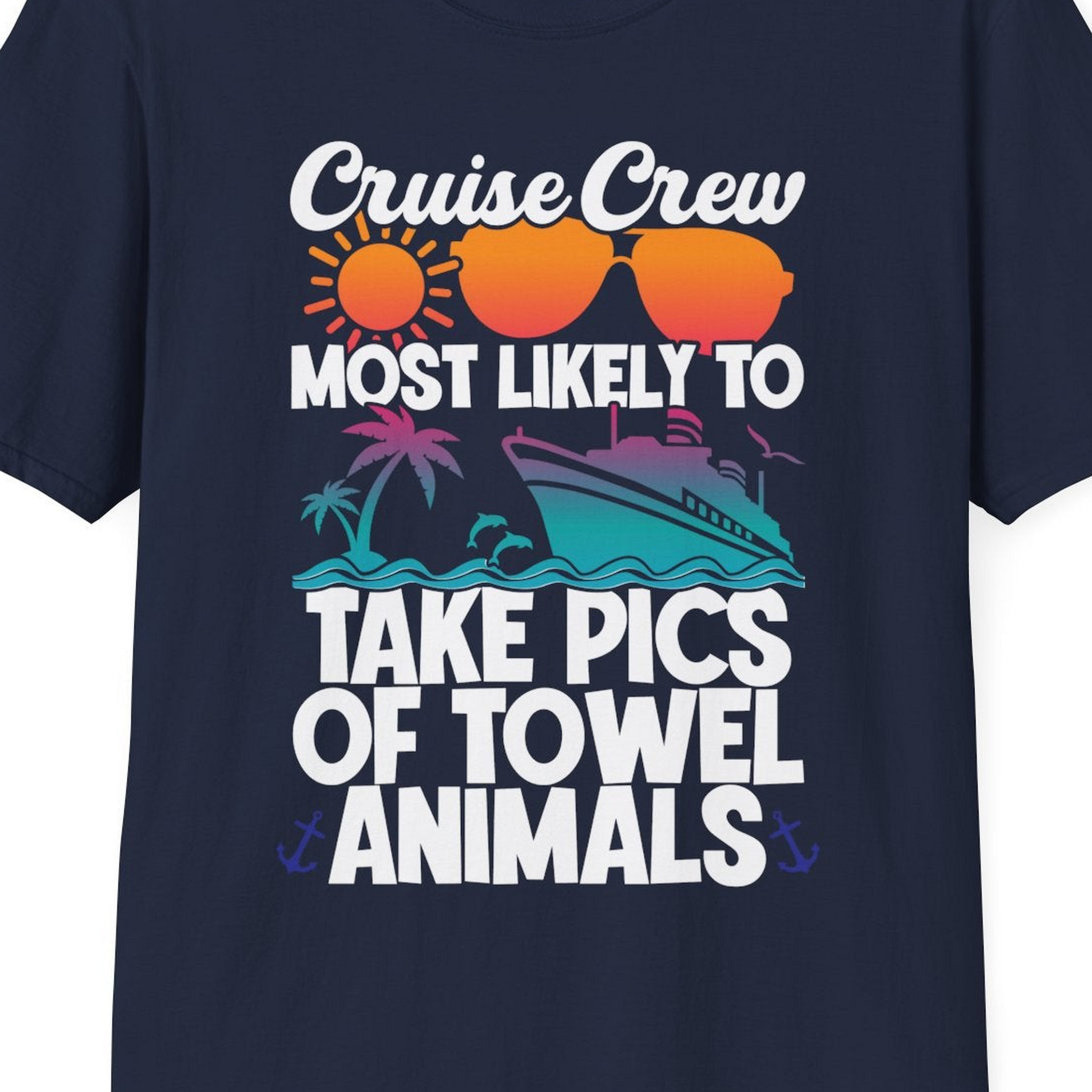 Cruise Crew Towel Animal Photo Squad Tropical Sunset Shirt — T-Shirt T-Shirt – Best Cruise Shirts Close Up