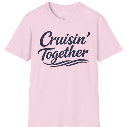 Cruisin Together Group Unity Shirt with Bold Script and Wave Design — T-Shirt T-Shirt – Light Pink – Best Cruise Shirts