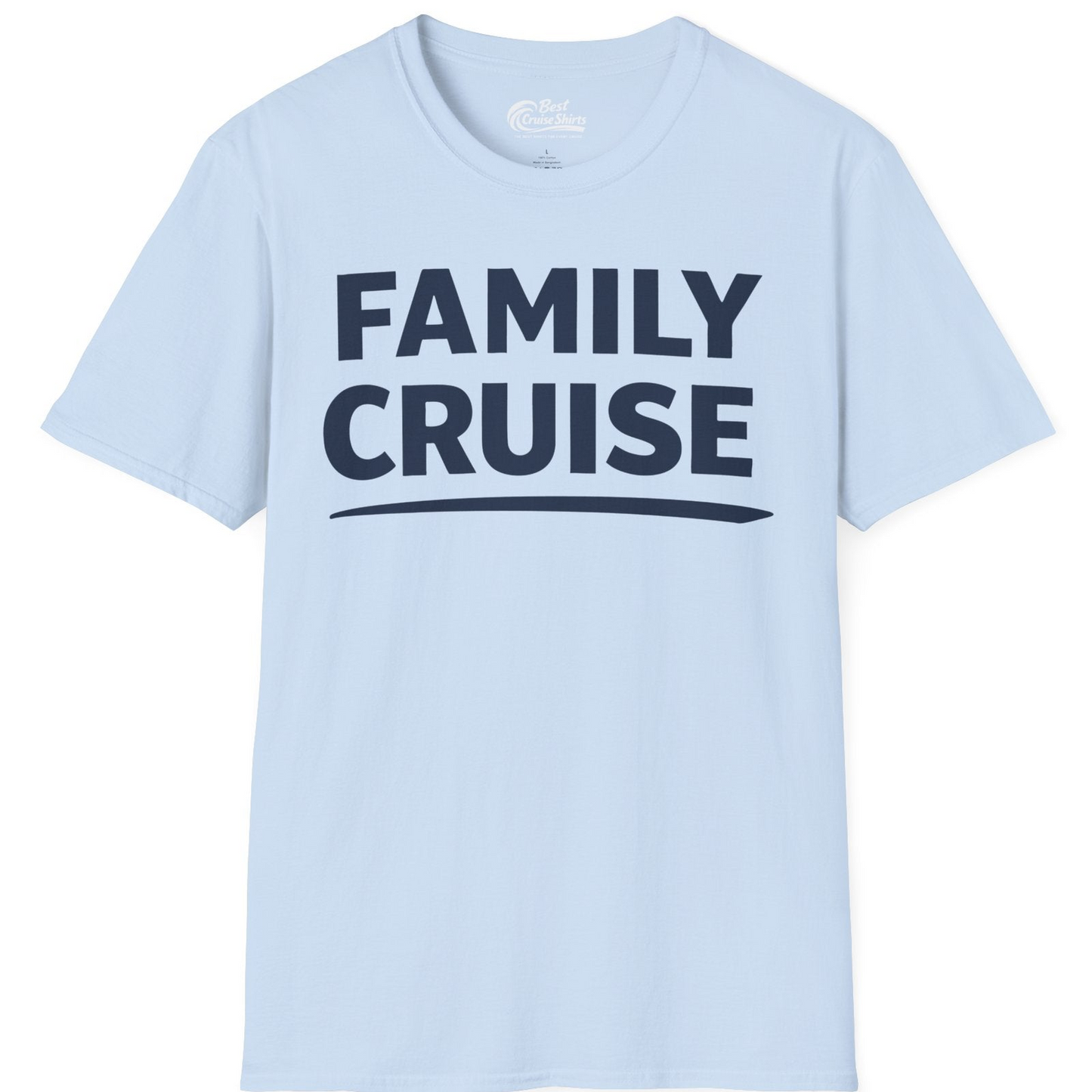 Family Cruise Celebration Bold Lettering Group Trip Shirt — T-Shirt T-Shirt – Light Blue – Best Cruise Shirts
