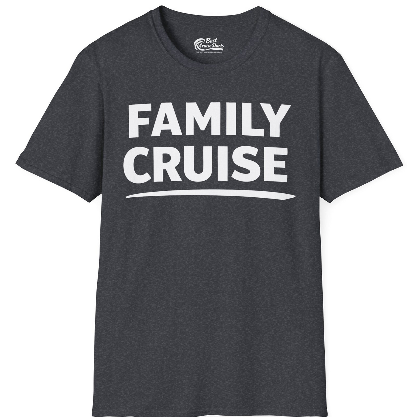 Family Cruise Celebration Bold Lettering Group Trip Shirt — T-Shirt T-Shirt – Dark Heather Grey – Best Cruise Shirts