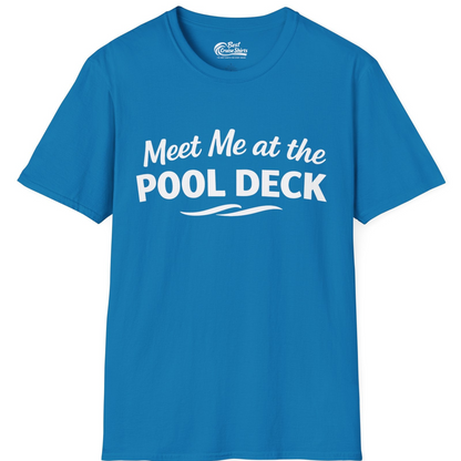 Meet Me At The Pool Deck Bold Fun Poolside Water Wave Shirt — T-Shirt T-Shirt – Sapphire – Best Cruise Shirts
