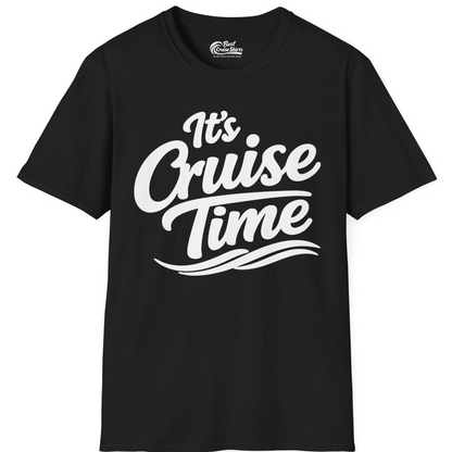 It’s Cruise Time Bold Nautical Wave Typography Cruise Shirt — T-Shirt T-Shirt – Black – Best Cruise Shirts